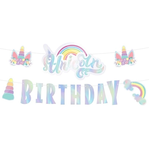 Baner girlanda dekoracja jednorożec urodziny napis unicorn birthday